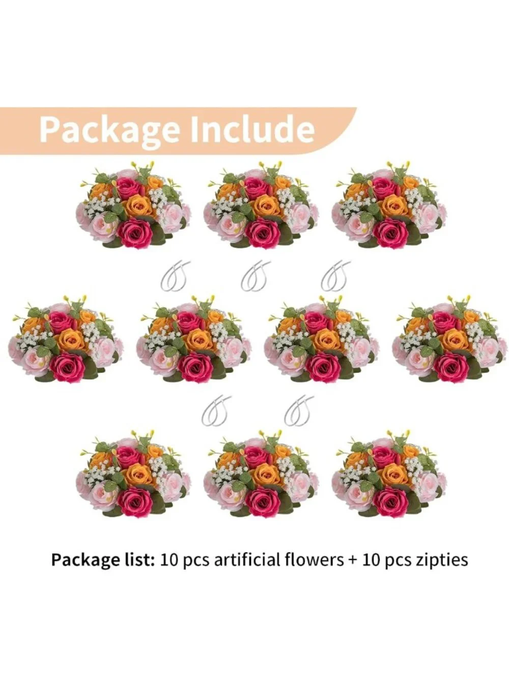 Vibrant Hot Pink & Orange Flower Ball Centerpieces for Table Decor, Wedding